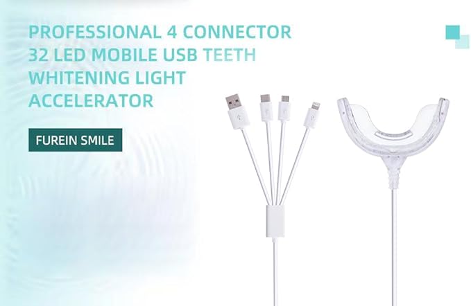 Teeth Whitening Accelerator Light, 32x Blue LED Light Mouth Tray Teeth Whitening Enhancer Light Trays Connected with iPhone/Android/USB for Home Use-Ruum Studio Home