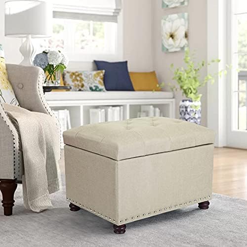 Joveco Storage Ottoman Bench Rectangular Fabric Organization Tufted Footrest for Living Room Bedroom, Upholstered Padded Footstool Coffee Table Seat with Lift Top-Ruum Studio Home
