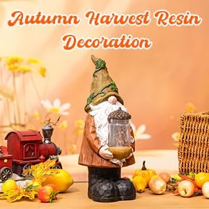 Topadorn Fall Garden Gnome Statue Light, Autumn Harvest Gnome Figurine with Pine Cone on Hand for Fall Harvest Party Thanks, Autumn Thanksgving Gifts for Famliy-Ruum Studio Home
