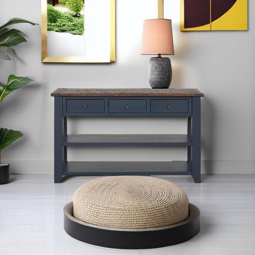 Solid Wood Console Table Sofa Table with Storage Drawers and Bottom Shelf Entryway Table for Entry Hallway Foyer Sofa Couch Table Fully Assembled (48.8" Blue)-Ruum Studio Home