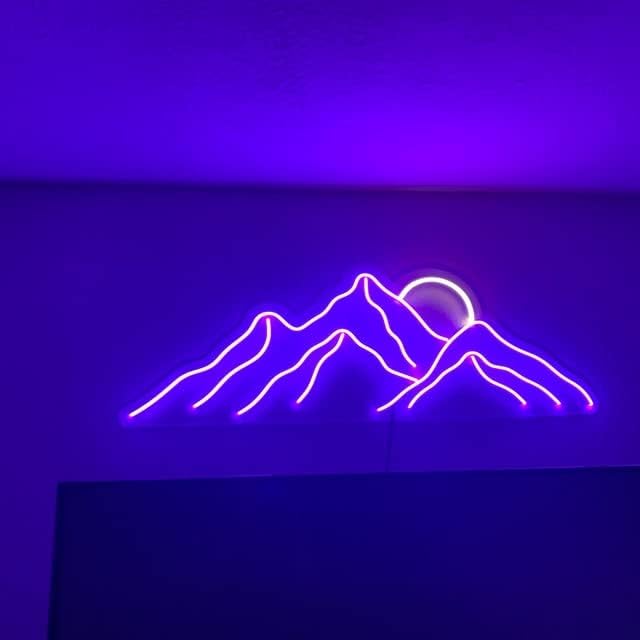 Ulalaza LED Decorative Lights USB Mountains Sunrise Sunset Led Neon Signs Home Decoration Wall Art Holiday Gift Brightness Adjustable 16.5''x11.8''-Ruum Studio Home