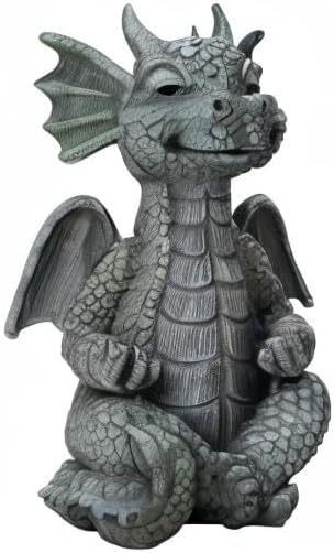 Garden Dragon Statue Decor - Meditation Dragon Sculpture Figurine Outdoor Decoration, Zen Yoga Garden Art Sculpture for Patio Lawn Yard Balcony Indoor Decor(Hands Flat)-Ruum Studio Home