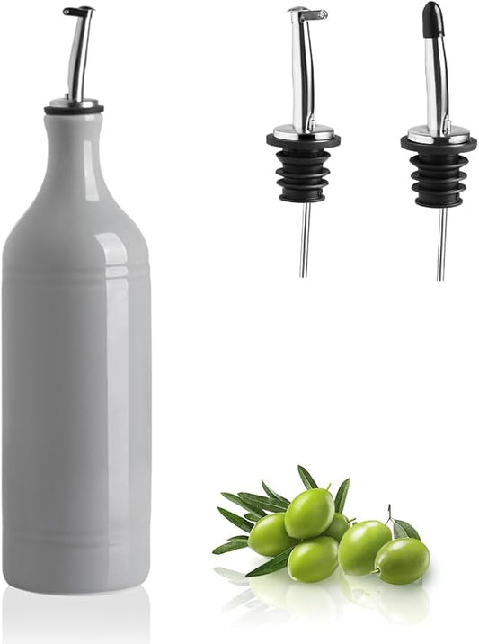 Sweejar Large Ceramic Olive Oil Dispenser Bottle, Opaque Oil Cruet Protects Oil to Reduce Oxidation, Suitable for Storage Oil, Vinegar, Soy Sauce & Other Liquids, Pack of 1, 24 Fl Oz (Gray)-Ruum Studio Home