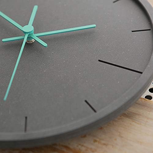 Stephanie Imports Modern Minimalist Dark Concrete Silent Wall Clock (Teal Hands)-Ruum Studio Home