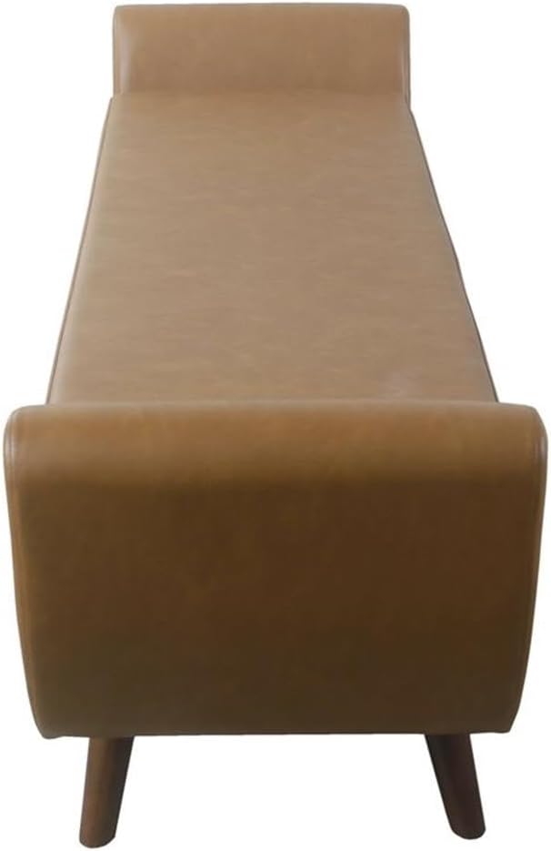HomePop Modern Storage Bench with Wood Legs Home Décor|Bench with Storage for Living Room & Bedroom - Faux Leather Brown-Ruum Studio Home