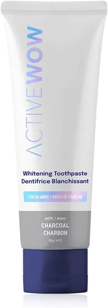 Active Wow Activated Charcoal Toothpaste - for Whitening Teeth, Made with Organic Coconut Oil & Xylitol, Charcoals Activated-Toothpaste (4 Ounce (Pack of 1)-Ruum Studio Home