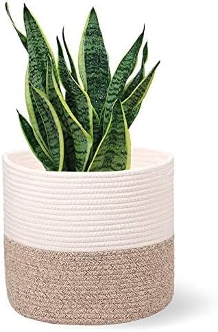 Planter Baskets for Indoor 11" Planters Cotton Rope Flower Plant Pots Cover,Woven Storage Baskets for Crafts, Organization Modern Home Decor 11"x11"Khaki-Ruum Studio Home