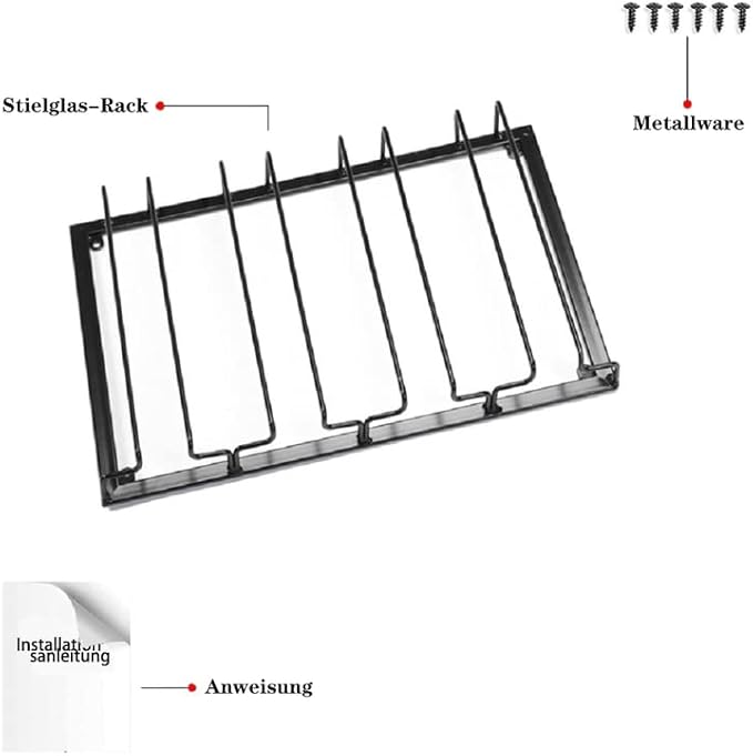 Wine Glass Rack - Under Cabinet Stemware Wine Glass Holder Glasses Storage Hanger 2 Pack Metal Organizer for Bar Kitchen 4 Rows Black-Ruum Studio Home