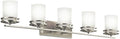Kichler Hendrik 43" Vanity Light in Brushed Nickel, 5-Light Modern Bathroom Vanity with Satin Etched Cased Opal Glass, (43" W x 7.75" H), 5085NI-Ruum Studio Home