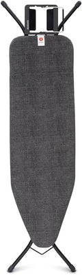 Brabantia Size B Ironing Board (49x15 in) 7 Height Options, Adjustable Steam Iron Rest Holder (Denim Black) Non-Slip Feet, Anti-Collapse Child Locks-Ruum Studio Home