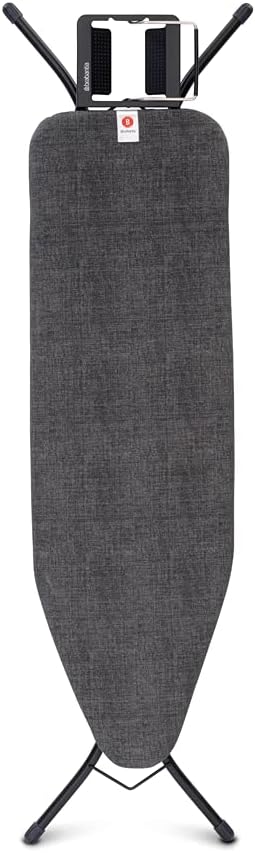 Brabantia Size B Ironing Board (49x15 in) 7 Height Options, Adjustable Steam Iron Rest Holder (Denim Black) Non-Slip Feet, Anti-Collapse Child Locks-Ruum Studio Home