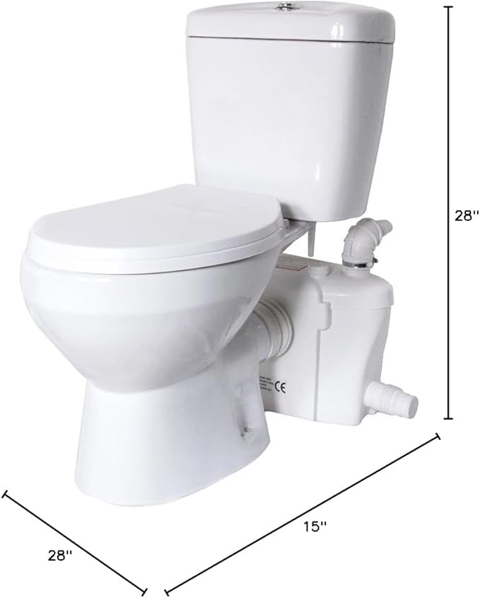 800W/1+HP American Round Macerating Toilet Kit with Macerator Pump for Basement Toilet System, 3-Piece Kit by Lift Assure-Ruum Studio Home