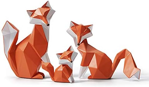 HAUCOZE Fox Figurine Gifts Geometric Sculpture Decor Animal Gifts Statue Polyresin Arts 4.0 inch-Ruum Studio Home