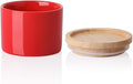 Sweejar Kitchen Canisters Ceramic Food Storage Jar, Stackable Containers with Airtight Seal Wooden Lid for Serving Ground Coffee, Tea, Sugar, Spice and More - 5 Fl Oz(Red)-Ruum Studio Home