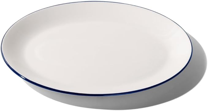 Made In Cookware - Serving Platter - White With Navy Rim- Porcelain England-Ruum Studio Home