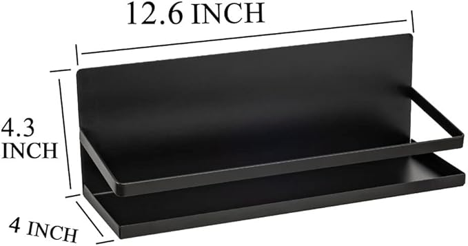 Magnetic Spice Rack Holder Paper Towel Holder with Hook for Refrigerator Fridge Organizer for Kitchen, Space Saver Container for Kitchen/Apartment, Drill Free, Black，3 Packs-Ruum Studio Home
