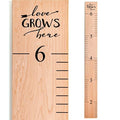 Wooden Growth Chart – Kids Height Chart, Wall Measurement for Kids, Height Chart for Wall, Growth Ruler for Children – Natural with Black Numerals - “Love Grows Here” (63" x 6.7")-Ruum Studio Home