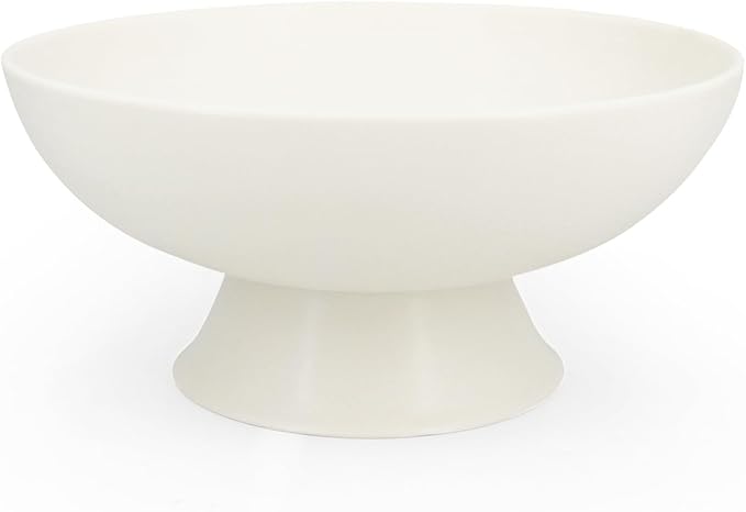 White Pedestal Decorative Bowl - 8" Minimalist Decorative Fruit Bowl for Kitchen Counter, Entryway,Multi-Purpose Centerpiece bowl for Bread, Snacks, Candy, Perfect for Housewarming &Wedding Gift-Ruum Studio Home