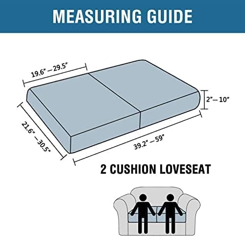 H.VERSAILTEX Super Stretch Individual Seat Cushion Covers Sofa Covers Couch Cushion Covers Slipcover Sets Thick Jacquard Textured Twill Fabric (2 Piece Medium Sofa Cushion Covers, Storm Blue)-Ruum Studio Home