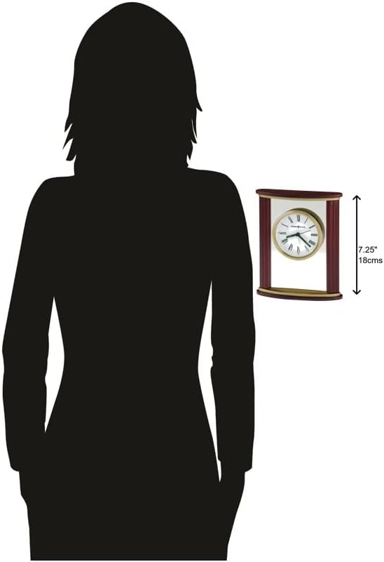 Howard Miller Victor Tabletop Clock - Wooden Desk Timepiece with Glass Crystal, Felt Bottom, Quartz Movement, Analog Alarm Clock, Battery Operated for Home, Office, Living Room, and Bedroom Decor-Ruum Studio Home