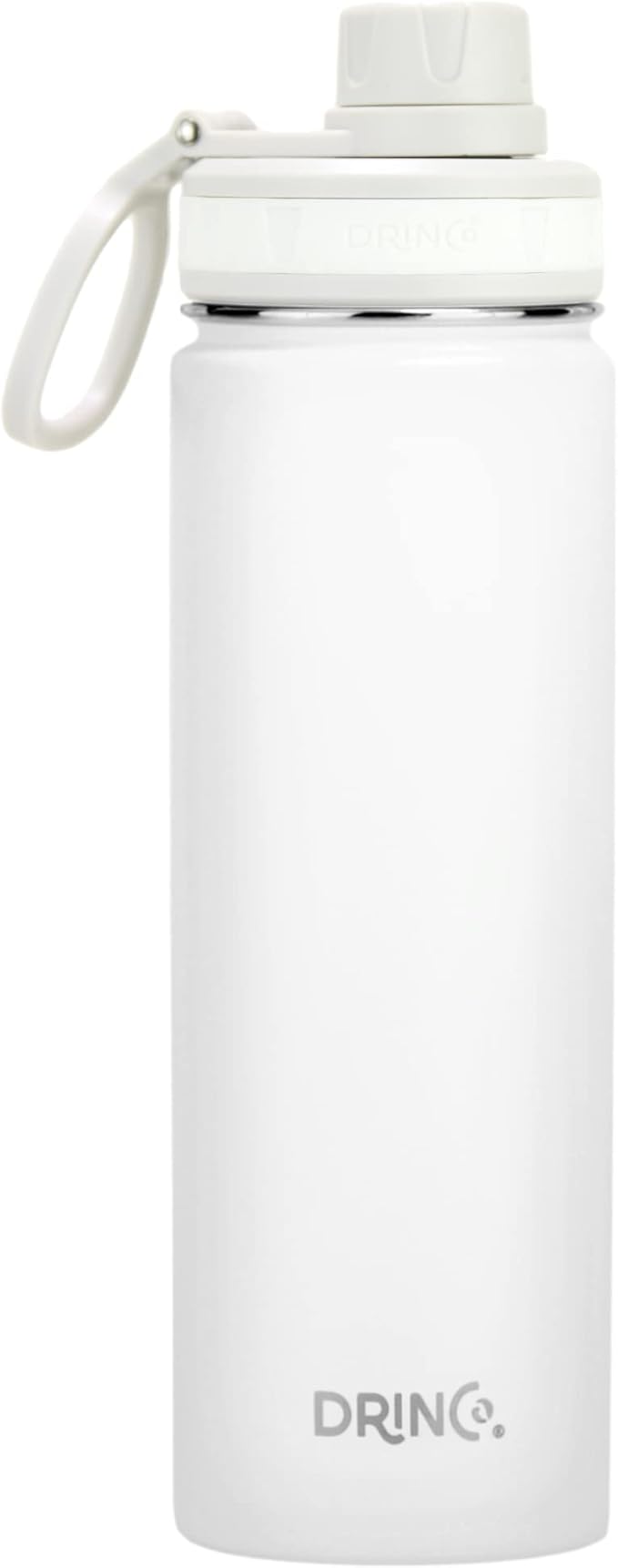 DRINCO Stainless Steel Water Bottle Spout Lid Vacuum Insulated Double Wall Water Bottle Wide Mouth (40oz 32oz 22oz 18oz 14oz) Leak Proof Keeps Cold or Hot (22 oz, 22oz Artic White)-Ruum Studio Home
