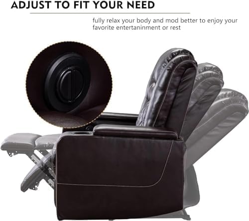 CANMOV Electric Power Recliner Chair Set of 2, Breathable Leather Home Theater Seating with Hidden Arm Storage, Power Recliner Chair for Living Room with USB Ports and Cup Holders,Brown-Ruum Studio Home