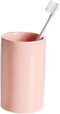 Pink Ceramic Toothbrush Holder, Tumbler Cups Reusable Toothbrush Mouthwash Cup,Makeup Brush Holder, Bathroom Counter Organizer(300ml)-Ruum Studio Home