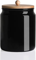 Sweejar Ceramic Kitchen Canisters, 58 FLOZ Porcelain Food Storage Jar with Airtight Seal Wooden Lid, Home Container Serving for Coffee Beans, Tea-leave, Sugar, Salt and More, Tool Bucket (Black)-Ruum Studio Home