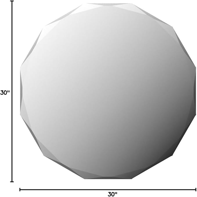 Single Beveled Edge Circle Mirror Frameless Wall Mount Bathroom Vanity Mirror, 30”-Ruum Studio Home