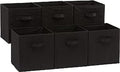 Amazon Basics Collapsible Fabric Storage Cubes Organizer with Handles, Sturdy, Black, 10.5-x-10.5-x-11-inch, Pack of 6-Ruum Studio Home