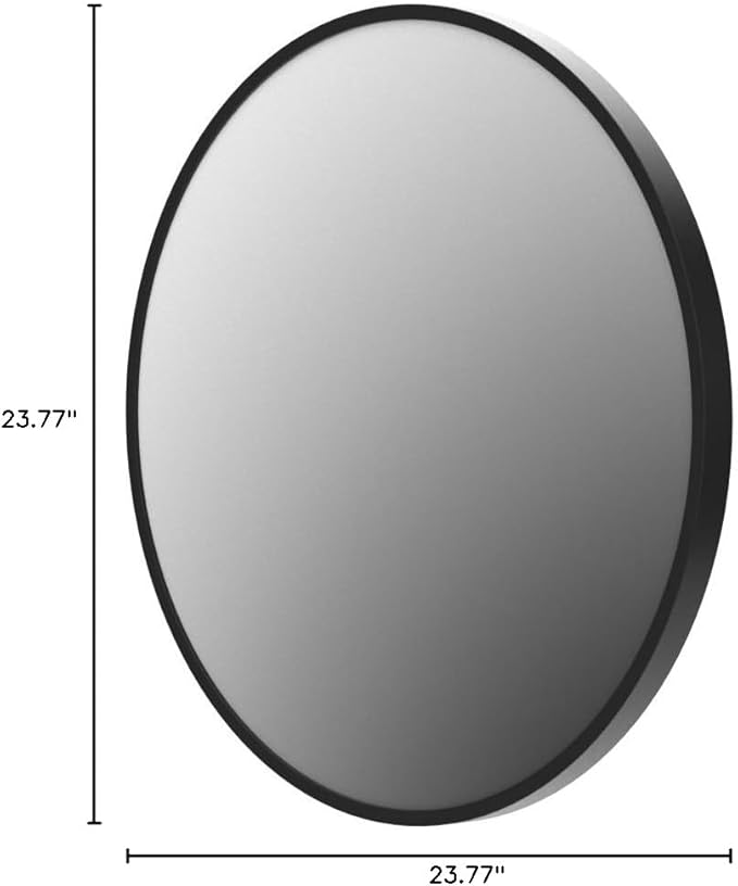 BEAUTYPEAK 24 Inch Round Mirror, Metal Frame Circle Mirror, Wall Mounted for Entryway, Bathroom, Vanity, Living Room, Black-Ruum Studio Home