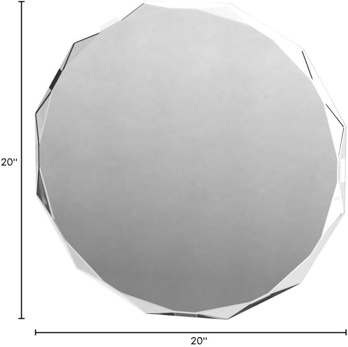 Single Beveled Edge Circle Mirror Frameless Wall Mount Bathroom Vanity Mirror, 20”-Ruum Studio Home