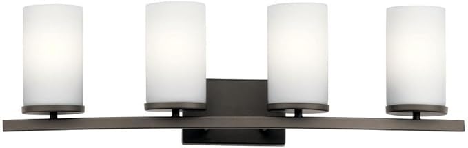Kichler Crosby 31" 4 Light Vanity Light Satin Etched Cased Opal Olde Bronze®-Ruum Studio Home