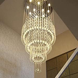 Flashing God D32''X H110'' High Ceiling Chandelier Crystal Raindrop Chandeliers Staircase Large Chandelier Villa Entrance Foyer Ceiling Light High Ceiling Pendant Light Fixture-Ruum Studio Home