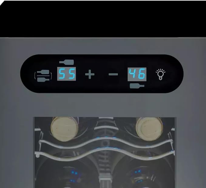 Wine Enthusiast 18-Bottle Slimline Dual Zone Wine Cooler - Energy Efficient Freestanding Wine Refrigerator - Upright Bottle Storage, Adjustable Thermostat, Digital Touchscreen (20.5” x 10.7" x 36.8”)-Ruum Studio Home