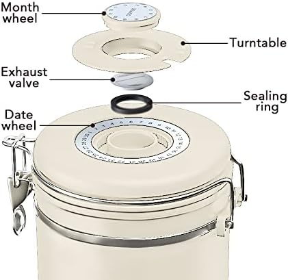 ShanSon Coffee Canister Airtight Coffee Container Stainless Steel Coffee Bean Storage Container with Scoop Coffee Canister for Beans Grounds Sugar Flour Tea Cereal,22OZ, Beige-Ruum Studio Home