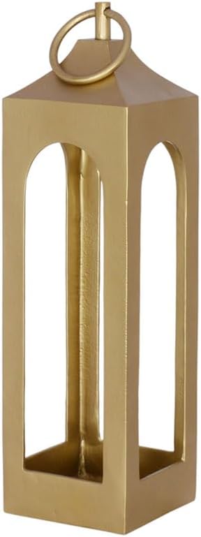 Medium Gold Lantern, Rustic Metal Decorative Lantern, Candle Holder for Indoor & Outdoor, Home Decor for Patio, Garden & Tabletop, Hanging Lantern for Parties & Weddings-Ruum Studio Home