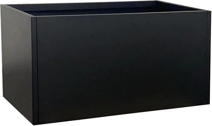 Galvanized Steel Planter Black Metal Outdoor Planter Powder Coated 32" x 12" x 16" Pot Metallic Heavy Pot Indoor & Outdoor, Commercial & Residential (L32 x W12 x D16, Black)-Ruum Studio Home