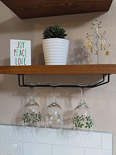 14-Inch Black Wine Glass Rack, Under Cabinet Wine Glass Holder Stainless Steel Stemware Rack - Hanging Stemware Holder for Cabinet Kitchen Bar, Set of 4-Ruum Studio Home