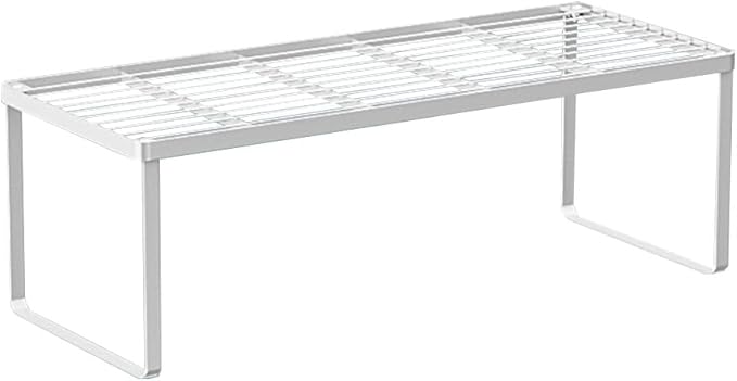 Kitchen Cabinet Storage Shelf Stackable Wire Spice Rack Organizer Heavy Duty Space Saver for Bathroom Bedroom Closet Laundry Room Office Countertop - White, Pack 1-Ruum Studio Home