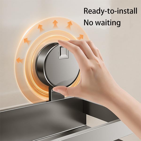Spice Rack Wall Mounted 2 Pack,Suction Cups Spice Organizer for Cabinet,Large Capacity Metal Spice Shelf for Kitchen Cabinet, Pantry Doors, Bathroom, Shower, Home Decor (15.7 inch)-Ruum Studio Home