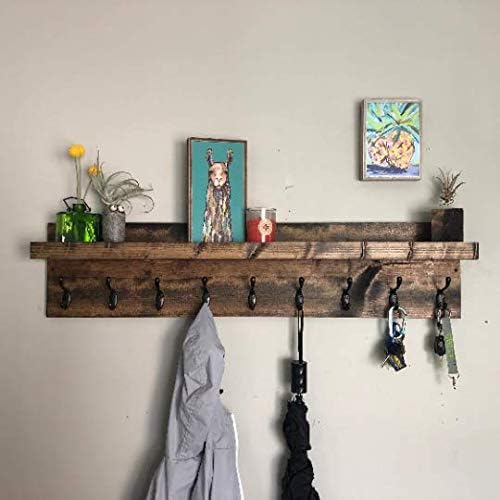 Coat Rack with Shelf Wall Mounted with Storage (Choose Your Length) Towel Rack Entryway Organizer Key Hooks (20" L (5 Hooks))-Ruum Studio Home