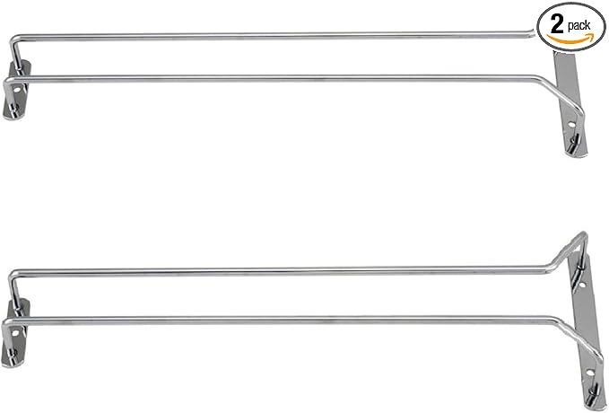 TrueCraftware- 10-Inch Wine Glass Rack Chrome Finish Set of 2- Stemware Rack Wire Hanging Rack Under Cabinet Wine Glass Rack Stemware Holder Glass Storage Hanger Organizer for Kitchen and Bar-Ruum Studio Home