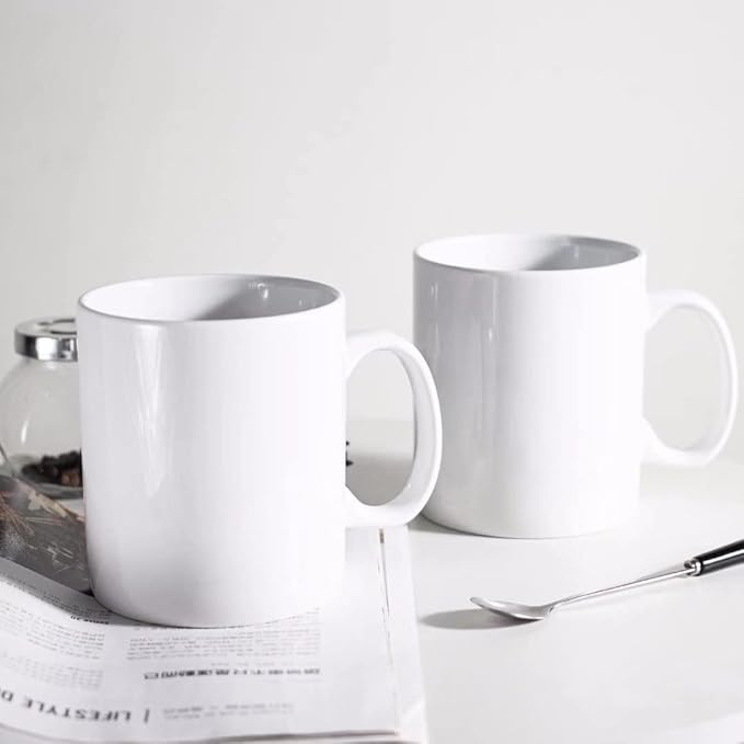 30oz Super Large Ceramic Coffee Mugs Large Handles Set of 2 (White)-Ruum Studio Home