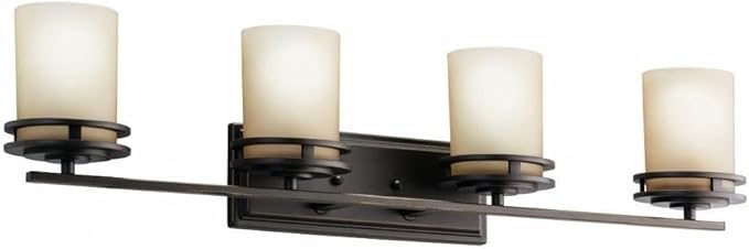 Kichler Hendrik 33.75" 4 Light Vanity with Light Umber Etched Glass Olde Bronze®-Ruum Studio Home