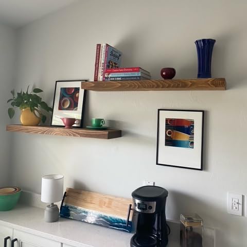 joelsantiques 42 Inch Wooden Floating Shelves for Wall - 42x8x2 in - Made of Natural Wood - Heavy Duty Rustic Wall Shelves Made in USA - Perfect for Living Room, Kitchen - Brown-Ruum Studio Home