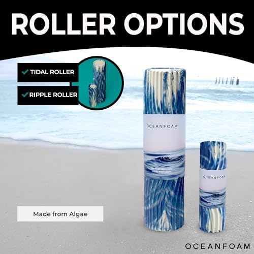 Oceanfoam Tidal Roller - Royal Marbled - Muscle Massage Foam Roller for Back Pain & Stretching - Firm and Ergonomic Wide Wave Textured - Yoga, Athletics, & Wellness - Full Size, 20" x 5"-Ruum Studio Home