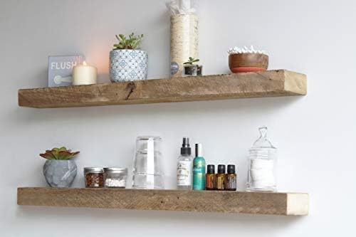 Urban Legacy Reclaimed Barnwood Planks | Floating Shelves for Wall w/Flush Mount Shelf Bracket Set Included | Set of 2 (Natural, 36"x 4.5"x 2")-Ruum Studio Home
