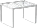 Kitchen Cabinet Storage Shelf Stackable Wire Spice Rack Organizer Heavy Duty Space Saver for Bathroom Bedroom Closet Laundry Room Office Countertop - White, Pack 1-Ruum Studio Home