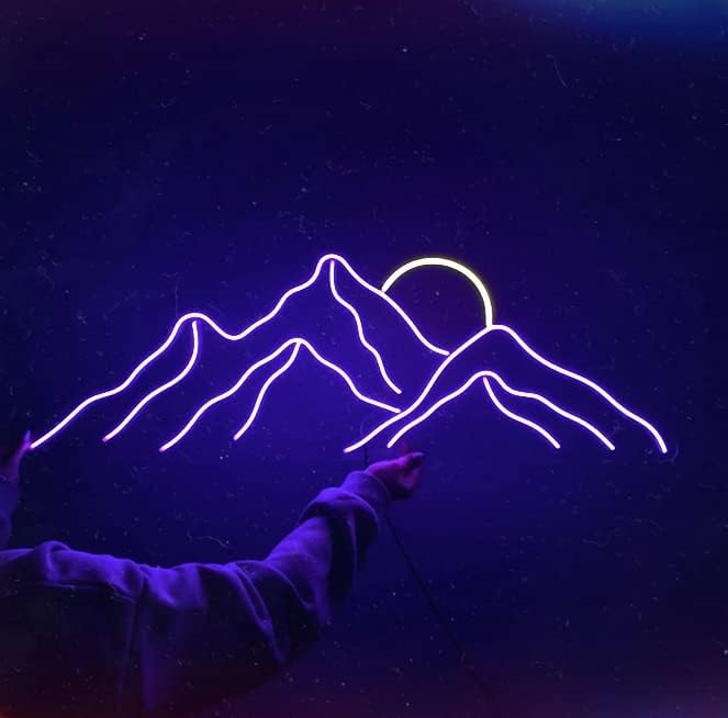 Ulalaza LED Decorative Lights USB Mountains Sunrise Sunset Led Neon Signs Home Decoration Wall Art Holiday Gift Brightness Adjustable 16.5''x11.8''-Ruum Studio Home